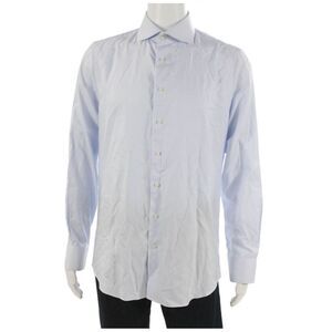 Suit Supply Mens Cotton Striped Long Sleeve Button Up Shirt Blue Size 42/16.5